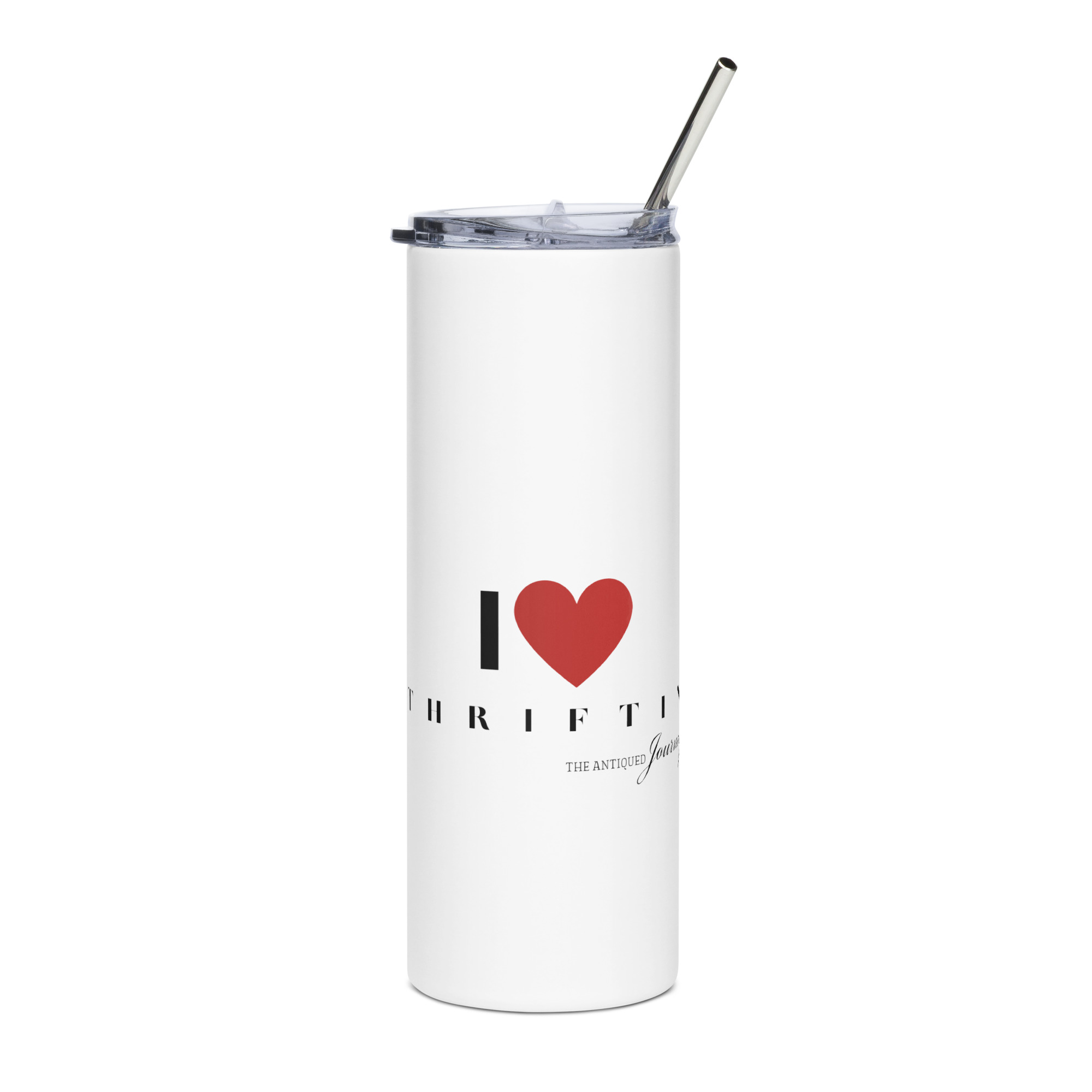 I LOVE Thrifting stainless steel straw tumbler