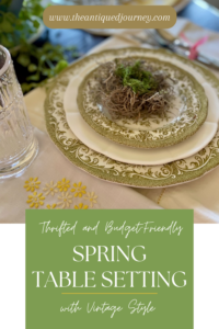 a Spring table setting with vintage dishes