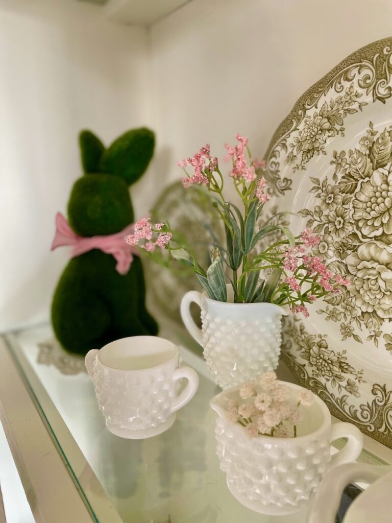 how to decorate a hutch for Spring