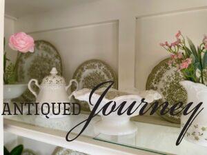 vintage decor used in a hutch for Spring