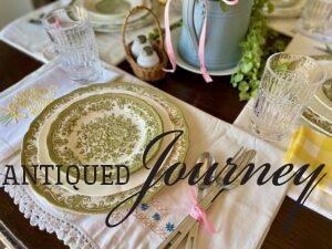 Spring table setting with vintage finds