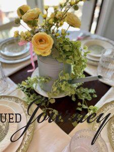 Spring centerpiece for table setting
