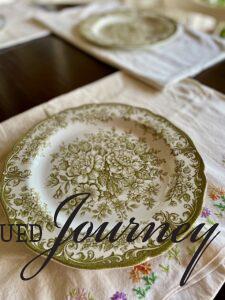 vintage plates used for Spring table setting
