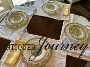mix and match vintage napkins and plates