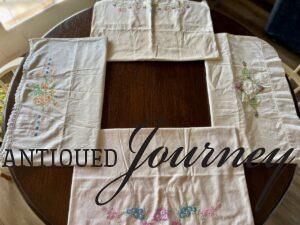 vintage pillowcases used for placemats
