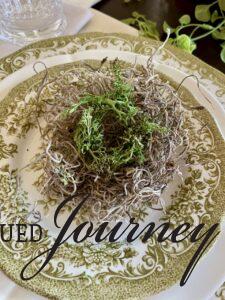 a DIY faux bird's nest for a Spring table setting