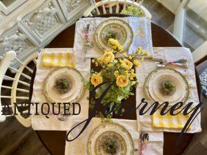 above view Spring table setting