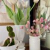 vintage Spring decor for mantle with milk glass